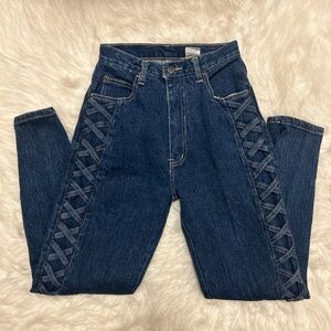Vtg 90’s Pure Jeanswear High Waisted Denim Crisscross Jeans 3